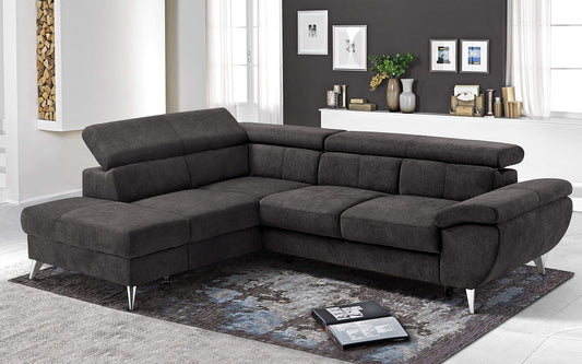 Dafne Italian Design Divano Letto angolare 3 posti con penisola a Sinistra. Tessuto Fango (cm. 260 x 207 x 93h)
