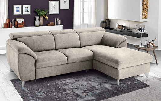 Dafne Italian Design Divano Letto angolare 3 posti con penisola a Destra. Tessuto Romeo Ecru (cm. 269 x 175 x 94h)