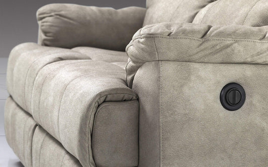 Dafne Italian Design Divano 2 posti con 2 Recliner elettrici. Similpelle Effetto Nabuk Light Grey (cm. 150 x 98 x 102)