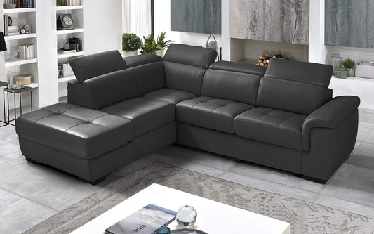 Dafne Italian Design Divano Letto angolare 3 posti con penisola a Sinistra. Similpelle Grey (cm. 287 x 245 x 98h)