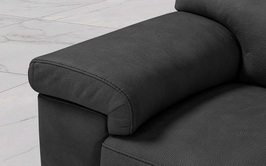 Dafne Italian Design Divano a 3 posti. Similpelle Effetto Nabuk Nero (cm. 186 x 95 x 96h)