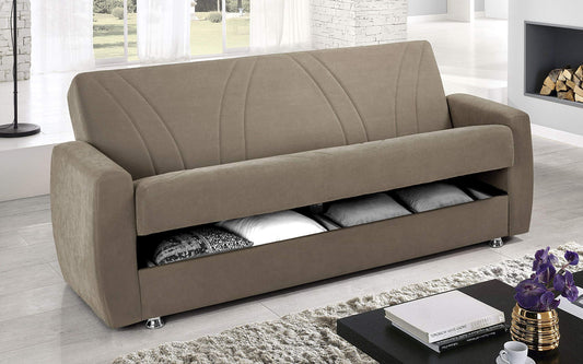 Dafne Italian Design Divano Letto 3 posti Microfibra Grigio. (cm. 225 x 87 x 92h)