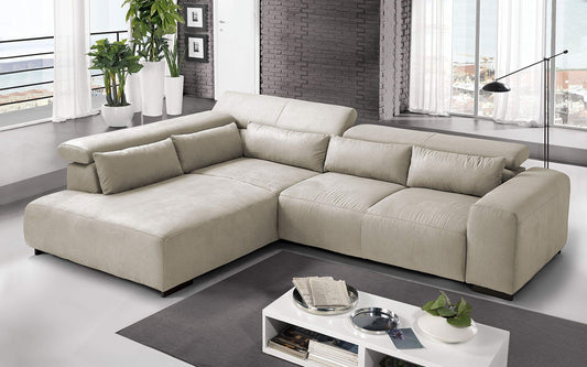 Dafne Italian Design Divano angolare 3 posti con penisola a Sinistra. Tessuto Sparta Sand (cm. 309 x 225 x 70h)