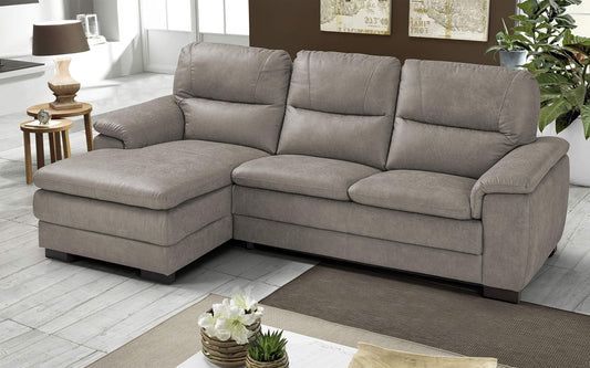 Dafne Italian Design Divano angolare 3 posti con penisola a Sinistra. Tessuto Manila Light Grey (cm. 275 x 158 x 94h)
