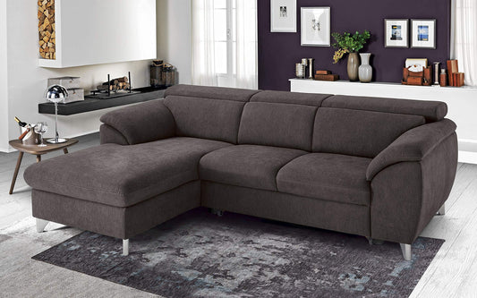 Dafne Italian Design Divano Letto angolare 3 posti con penisola a Sinistra. Tessuto Romeo Espresso (cm. 269 x 175 x 94h)