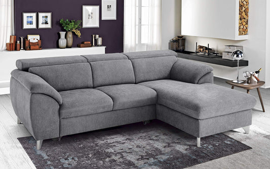 Dafne Italian Design Divano Letto angolare 3 posti con penisola a Destra. Tessuto Romeo Light Grey (cm. 269 x 175 x 94h)