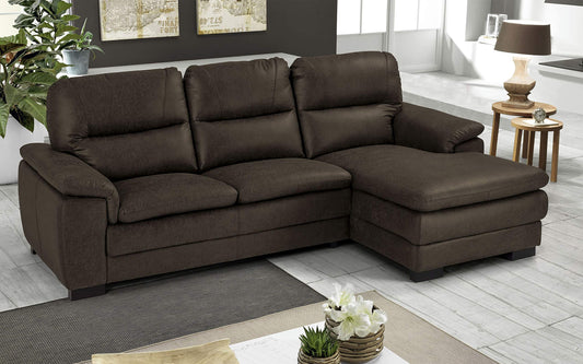 Dafne Italian Design Divano angolare 3 posti con penisola a Destra. Tessuto Manila Grigio Scuro (cm. 275 x 158 x 94h)