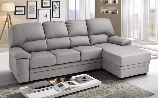 Dafne Italian Design Divano Letto angolare 3 posti con penisola a Destra. Similpelle Ash (cm. 269 x 162 x 92h)