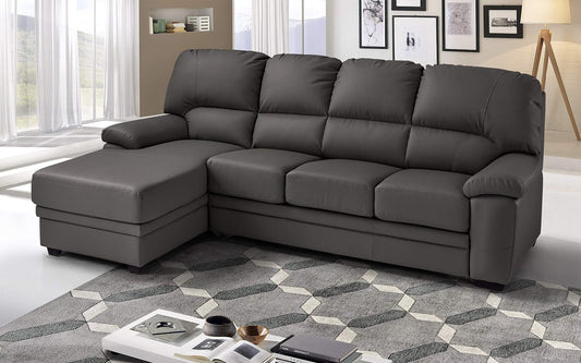 Dafne Italian Design Divano Letto angolare 3 posti con penisola a Sinistra. Similpelle Mouse (cm. 269 x 162 x 92h)