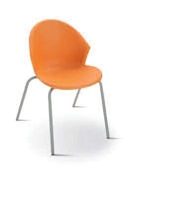 Dafne Italian Design 2 Sedie fisse ? Sedia con gambe in metallo, colore alluminio goffrato - Seduta monoscocca in plastica, colore arancio. Materiale di pregio. 100% Made in Italy (SF21)