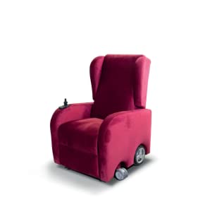 Dafne Italian Design Poltrona relax in tessuto antimacchia aquaclean colore rosso kit movimento elettrico con joystick - misure cm. L 76 l 83 H 112 - Made in Italy