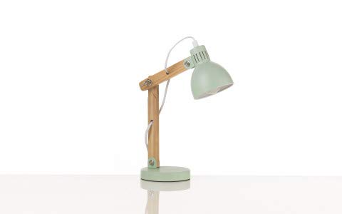 Lumetto in legno/metallo verde- compatibile con lampadina classe: A, A+, A++