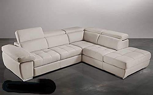 Dafne Italian Design Divano Letto angolare 3 posti con penisola a Destra. Similpelle Burro (cm. 285 x 245 x 97h)