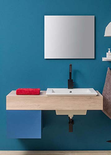 Dafne Italian Design Mobile da Bagno con Top in Ocritech Blu Effetto Legno (cm. L120 x P51 x H17)