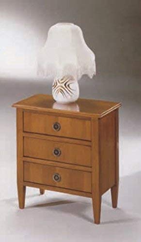 Dafne Italian Design Comodino -cm:L 56 P 38 H 67 cm - in noce - 3 cassetti - 100% Made in Italy -(DF18)