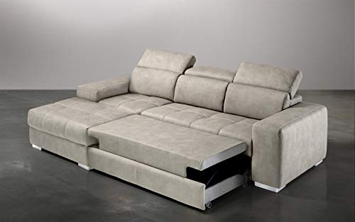 Dafnedesign.com - Divano angolare 3 posti - Colore: grigio chiaro - effetto nabuk - dimensioni: cm. 259 x 178 x 94h (STD)