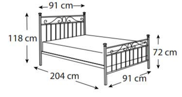 Dafne Italian Design Letto Una Piazza in Ferro battuto (cm. 91 x 204 x 118h)
