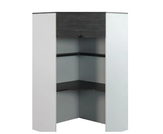 Dafne Italian Design Tavolo da lavoto angolare moderno con ripiano ed anta chiusa modello Coll, modulabile, colore bianco misura 89x205x62 cm.