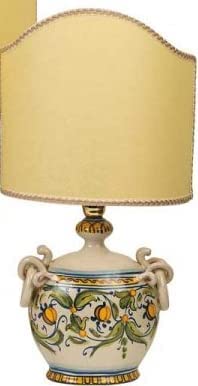 Lampada in Ceramica Artistica Italiana con Paralume Ondulato. Dimensioni: Base 21.844 × 11.938 cm h 21.844 cm - Paralume ondulato 44.958 cm.