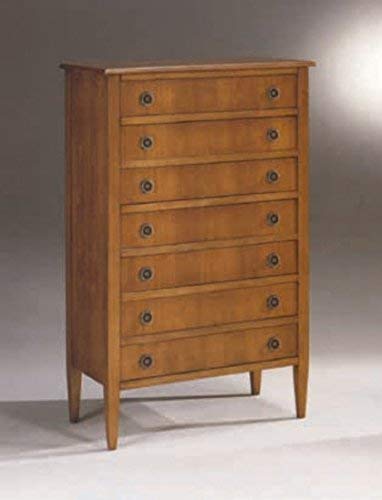Dafne Italian Design Cassettiera settimanale -cm: L 80 P 38 H 125 cm cm - in noce - 7 cassetti - 100% Made in Italy -(DF18)