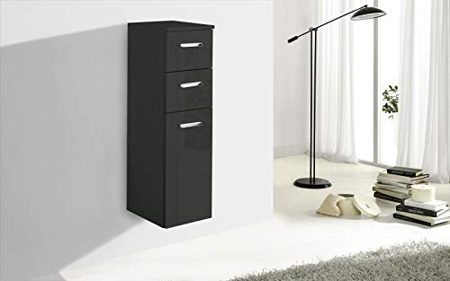 Dafne Italian Design Semi Colonna bagno - Semicolonna sospesa a 2 cassetti e 1 anta con apertura a destra, maniglie cromate e ripiano interno. cm. 27 x 34 x 92h. (STMB)
