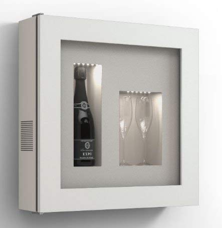 Cantinetta vino da parete per una bottiglia e vano neutro per 2 calici. / hpl Vetrocamera 20 mm . per bottiglia H324 D105 - peso 25 kg - (SF00)