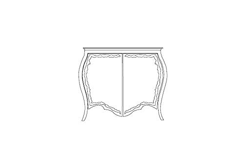 Dafne Italian Design Mobiletto base 2 ante bianco c/decorazioni, H. 113 x P. 56 x L. 137, in legno massiccio ebano