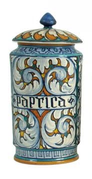 Barattolo/portaspezie in ceramica con coperchio - Dimensioni: h cm 20 - Made in Italy
