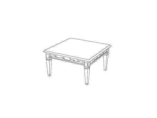 Dafne Italian Design Tavolino salotto, legno scuro, 90X90H.50, 16 Kg, in legno massiccio. Elementi decorativi a rilievo 100% Made in Italy