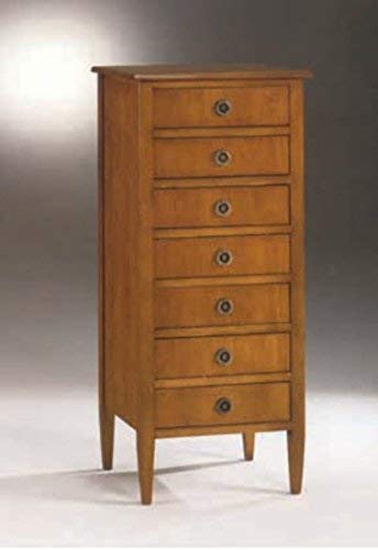 Dafne Italian Design Cassettiera settimanale -cm: L 56 P 38 H 125 cm - in noce - 7 cassetti - 100% Made in Italy -(DF18)