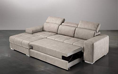 Dafnedesign.com - Divano angolare 3 posti - Colore: beige - effetto nabuk - dimensioni: cm. 259 x 178 x 94h (STD)