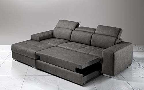 Dafnedesign.com - Divano angolare 3 posti - Colore: nero - effetto nabuk - dimensioni: cm. 259 x 178 x 94h (STD)