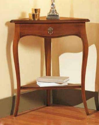 Dafne Italian Design Comodino ad Angolo da 1 cassetto in Legno di Noce, Stile Classico (cm. L. 62 - H. 76 - P. 39) (TVG)