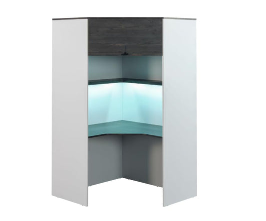 Dafne Italian Design Tavolo da lavoto angolare moderno con ripiano ed anta chiusa modello Coll, modulabile, colore bianco misura 89x205x62 cm.