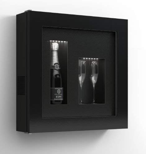 Cantinetta vino da parete per una bottiglia e vano neutro per 2 calici. / hpl Vetrocamera 20 mm . per bottiglia H324 D105 - peso 25 kg - (SF00)
