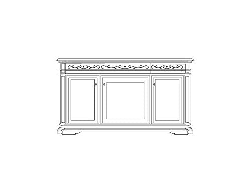 Dafne Italian Design Credenza 3 ante smontabile, colore legno scuro- 119X55X214, 112 Kg, legno massiccio in tiglio o noce. Ante: telaio massiccio in noce. 100% Made in Italy