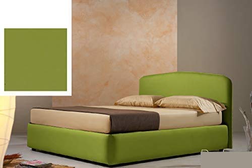 Dafne Italian Design Letto una piazza e mezza contenitore, similpelle lavabile, colore verde oliva - Dimensioni: Larghezza 138 x 210 x H 114 cm - per materasso 120 x 190. - 100% Made in Italy (SFI)