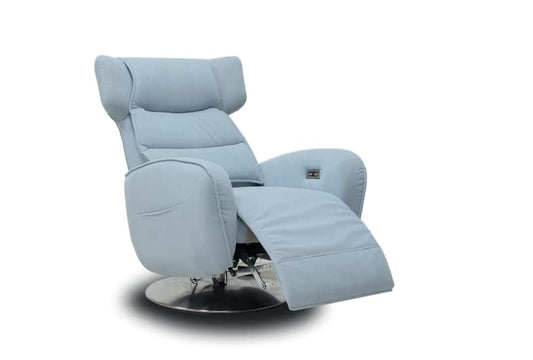 Dafne Italian Design Poltrona relax in tessuto antimacchia aquaclean colore celeste - misure cm. L 74 l 94 H 116 - Made in Italy