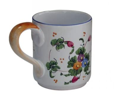 Bicchiere con manico in ceramica - Dimensioni: h 9,9 cm - Made in Italy.