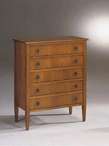 Dafne Italian Design Cassettiera -cm: L 80 P 38 H 96 cm - 5 cassetti - Stile classico e semplice - in noce - 100% Made in Italy -(DF18)