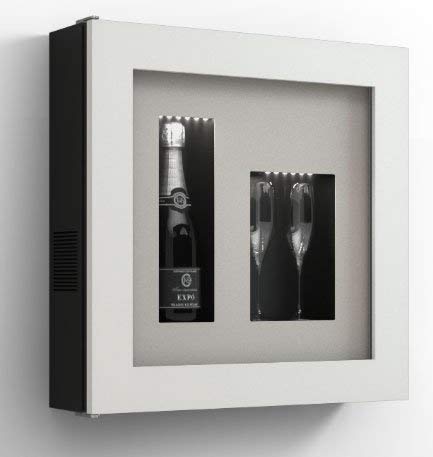 Cantinetta vino da parete per una bottiglia e vano neutro per 2 calici. / hpl Vetrocamera 20 mm . per bottiglia H324 D105 - peso 25 kg - (SF00)