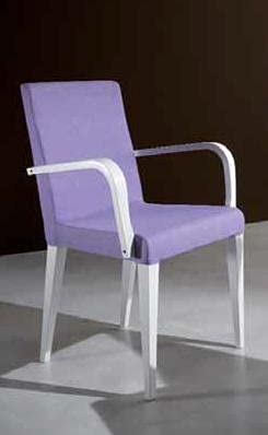 Dafne Italian Design Poltrona moderna con braccioli in tessuto lilla e struttura bianca