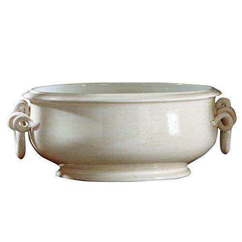 Dafne Italian Design centrotavola portavivande/portavasi bianco anticato in ceramica artistica di Castelli Dimensioni: h cm 19 � cm 42