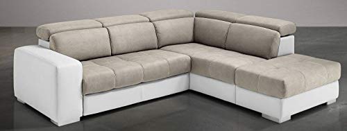 Dafnedesign.com - Divano angolare 3 posti con penisola e contenitore - similpelle bianca - dimensioni: cm. 266 x 230 x 94h (STD)