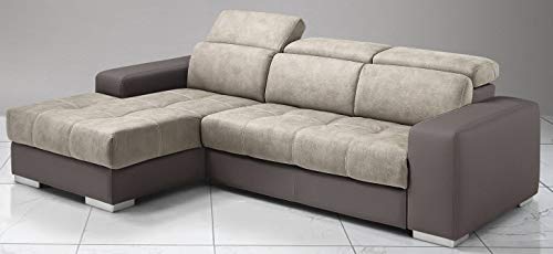Dafnedesign.com - Divano angolare 3 posti - Colore: struttura similpelle col. talpa e seduta similpelle grigio chiaro - dimensioni: cm. 259 x 178 x 94h (STD)