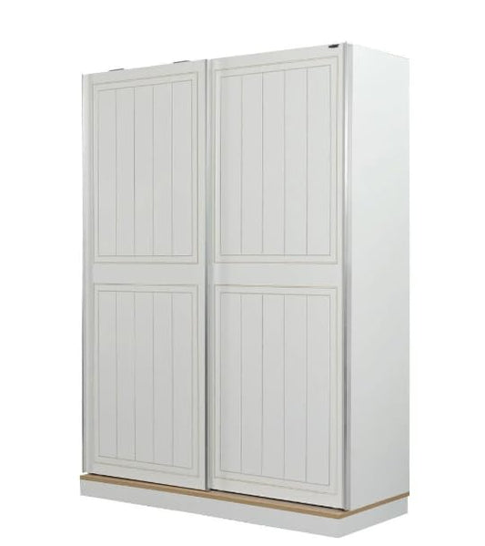 Dafne Italian Design Armadio due ante scorrevoli Mango colore bianco e legno chiaro misura cm.137x 205 x 60