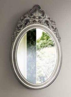 Dafne Italian Design Specchiera Stile Classico intarsiata Argento (cm. L. 76 - H. 121 - P. 4,5) (TVG)