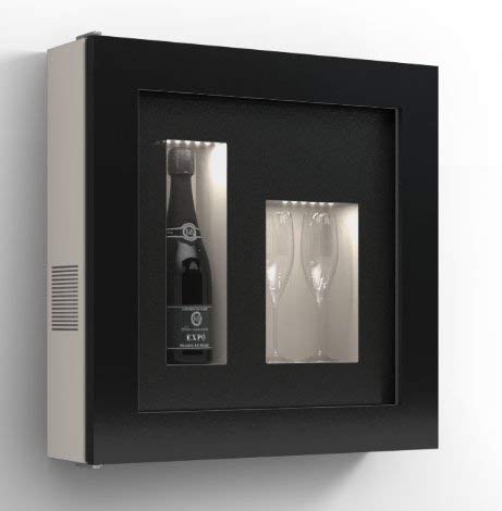 Cantinetta vino da parete per una bottiglia e vano neutro per 2 calici. / hpl Vetrocamera 20 mm . per bottiglia H324 D105 - peso 25 kg - (SF00)