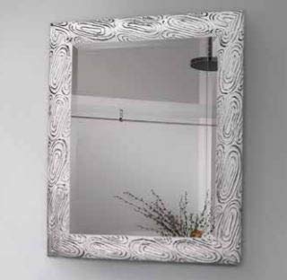 Dafne Italian Design Specchiera Stile Classico Laccata Bianca e Nera(cm. L. 79 - H. 99 - P. 3,5) (TVG)