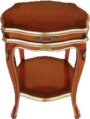 Dafne Italian Design Porta telefono in noce con finiture oro -cm: L 48 P 48 H 65 cm - in noce - 1 cassettino - un ripiano - 100% Made in Italy -(DF18)